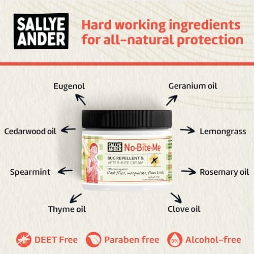 SALLYEANDER No Bite Me Natürliches Insektenschutzmittel & Anti-Juckreiz Lotion – DEET-frei, sicher für Kinder, Babys & Erwachsene – Vertreibt Mücken, Kriebelmücken, Flöhe & Zecken – Hergestellt in USA, 59 ml