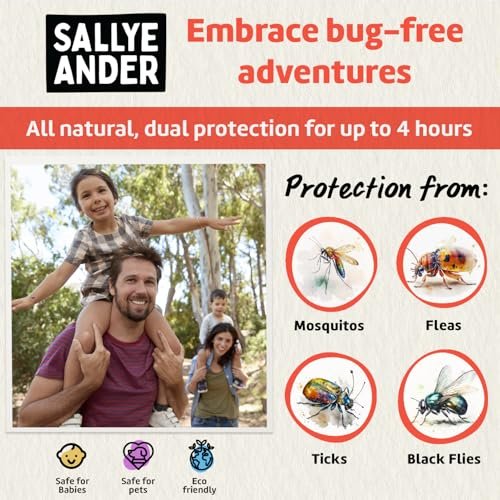 SALLYEANDER No Bite Me Natürliches Insektenschutzmittel & Anti-Juckreiz Lotion – DEET-frei, sicher für Kinder, Babys & Erwachsene – Vertreibt Mücken, Kriebelmücken, Flöhe & Zecken – Hergestellt in USA, 59 ml
