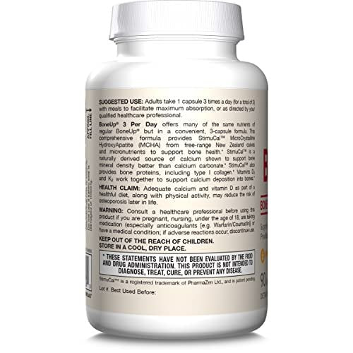 Jarrow Formulas BoneUp – Knochenunterstützung mit Vitamin D3, K2 (MK-7) und Calcium, 90 Kapseln, 30-Tage-Versorgung