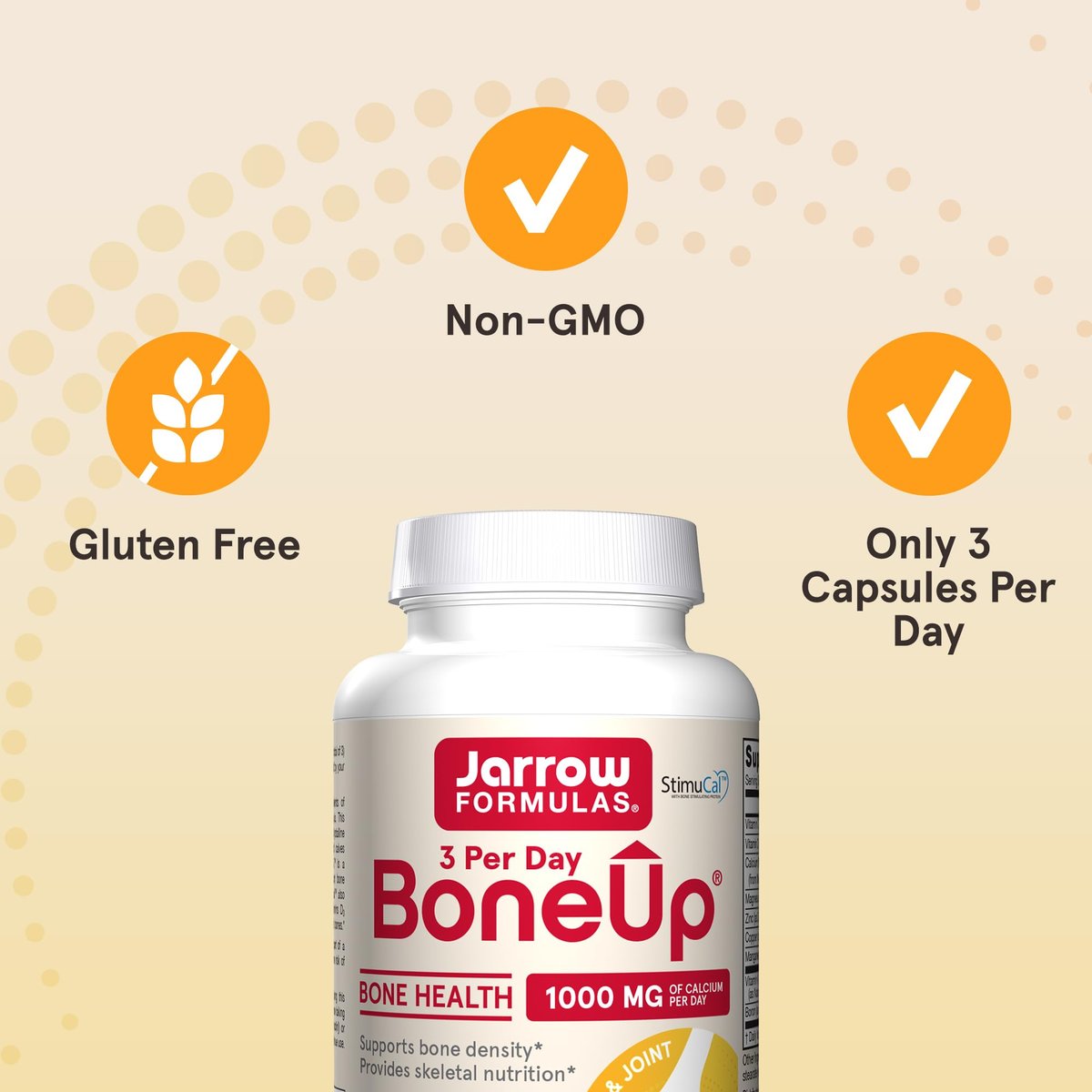 Jarrow Formulas BoneUp – Knochenunterstützung mit Vitamin D3, K2 (MK-7) und Calcium, 90 Kapseln, 30-Tage-Versorgung
