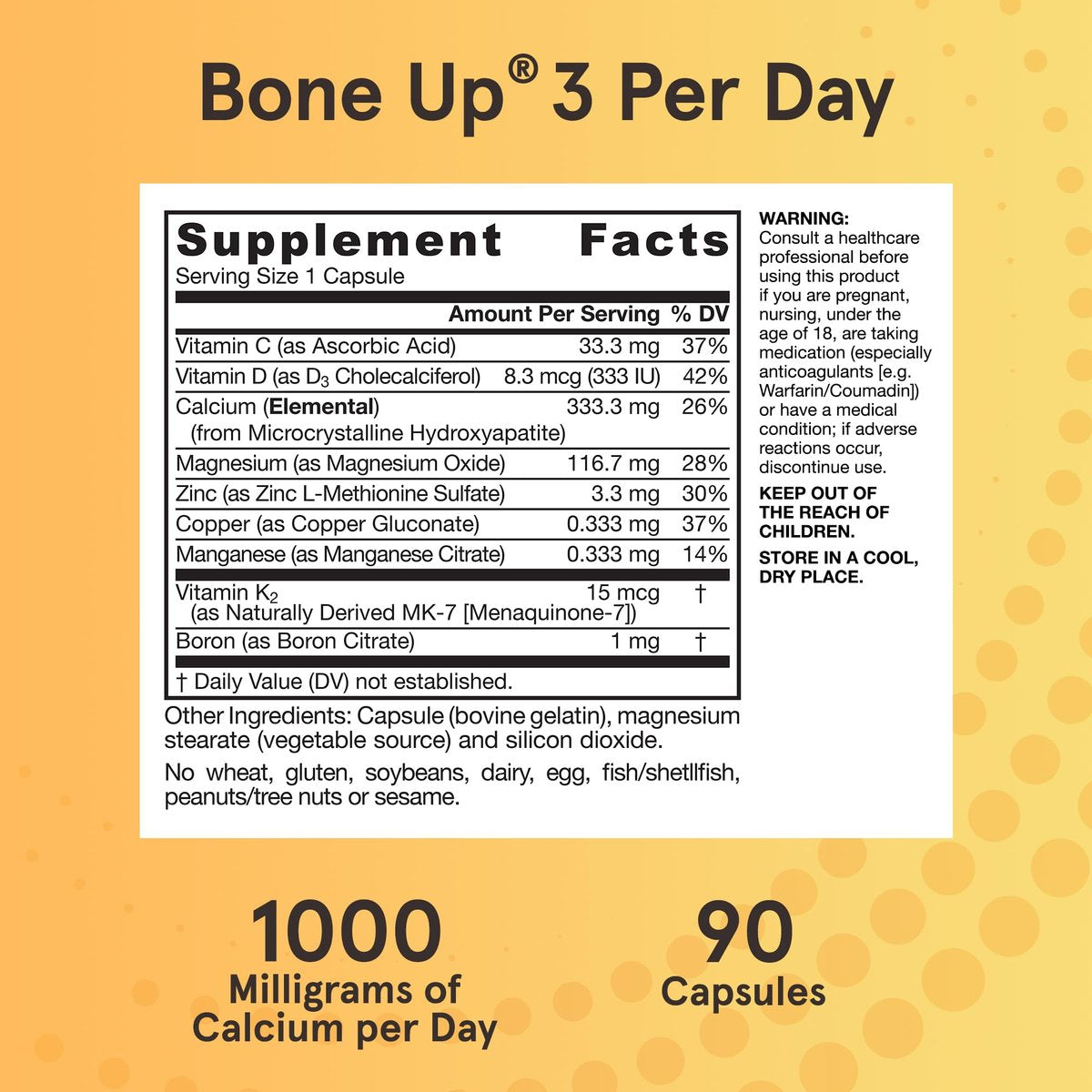 Jarrow Formulas BoneUp – Knochenunterstützung mit Vitamin D3, K2 (MK-7) und Calcium, 90 Kapseln, 30-Tage-Versorgung