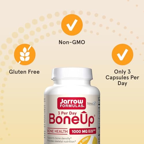 Jarrow Formulas BoneUp – Knochenunterstützung mit Vitamin D3, K2 (MK-7) und Calcium, 90 Kapseln, 30-Tage-Versorgung