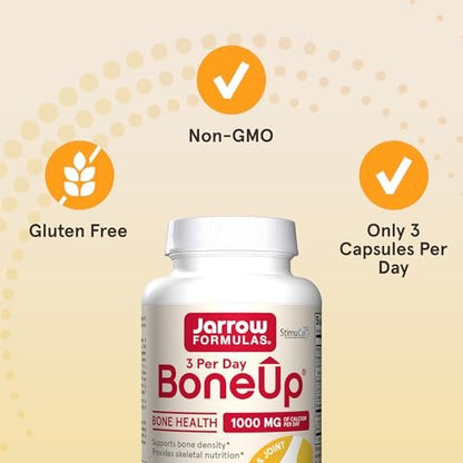 Jarrow Formulas BoneUp – Knochenunterstützung mit Vitamin D3, K2 (MK-7) und Calcium, 90 Kapseln, 30-Tage-Versorgung