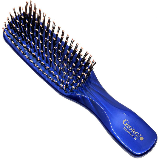 GIORGIO Mini Entwirrbürste für Männer und Frauen – Sanfte Haarbürste für dickes Haar, Kopfhautmassagebürste, Reise-Entwirrbürste für alle Haartypen – Blau