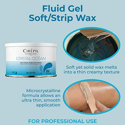Cirepil Cristal Ocean Enthaarungswachs - 400g Dose - Hypoallergen, Kolophoniumfrei für empfindliche Haut - Ungiftig, professionelle Enthaarungscreme für Beine, Arme und Rücken