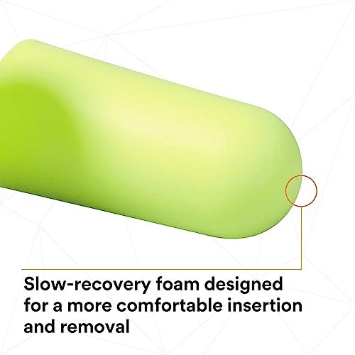 3M Ohrstöpsel E-A-Rsoft Yellow Neons 315-1250, 200 Paar Einweg-Ohrstöpsel, einzeln verpackt, reguläre Größe, unverbunden, 33 NRR, zylindrische Form mit Verjüngung, langsamer Rückstellschaum