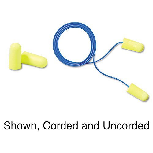 3M Ohrstöpsel E-A-Rsoft Yellow Neons 315-1250, 200 Paar Einweg-Ohrstöpsel, einzeln verpackt, reguläre Größe, unverbunden, 33 NRR, zylindrische Form mit Verjüngung, langsamer Rückstellschaum