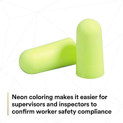 3M Ohrstöpsel E-A-Rsoft Yellow Neons 315-1250, 200 Paar Einweg-Ohrstöpsel, einzeln verpackt, reguläre Größe, unverbunden, 33 NRR, zylindrische Form mit Verjüngung, langsamer Rückstellschaum