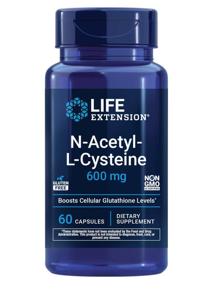 Life Extension N-Acetyl-L-Cystein (NAC) 600 mg – Immunsystem, Atemwege, Lebergesundheit, starke antioxidative Unterstützung, 60 Kapseln