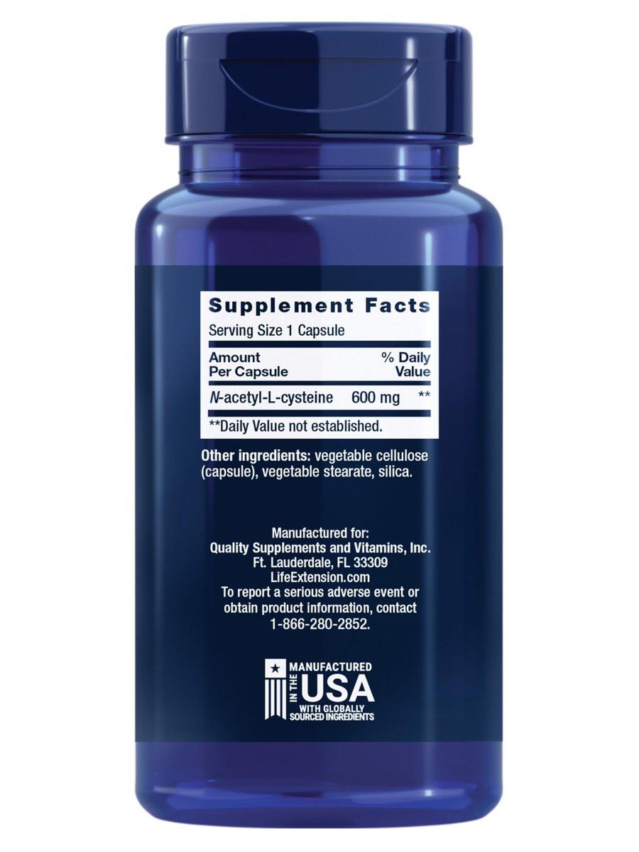Life Extension N-Acetyl-L-Cystein (NAC) 600 mg – Immunsystem, Atemwege, Lebergesundheit, starke antioxidative Unterstützung, 60 Kapseln