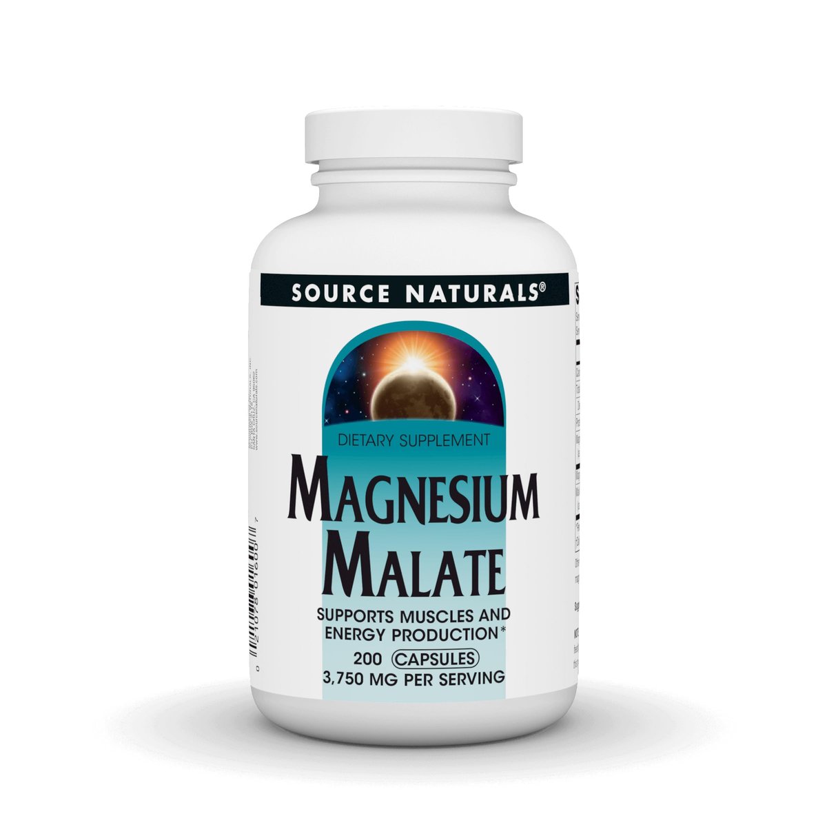 Source Naturals Magnesium Malat – 3750 mg pro Portion, 200 Kapseln – Unterstützt Muskeln und Energieproduktion*