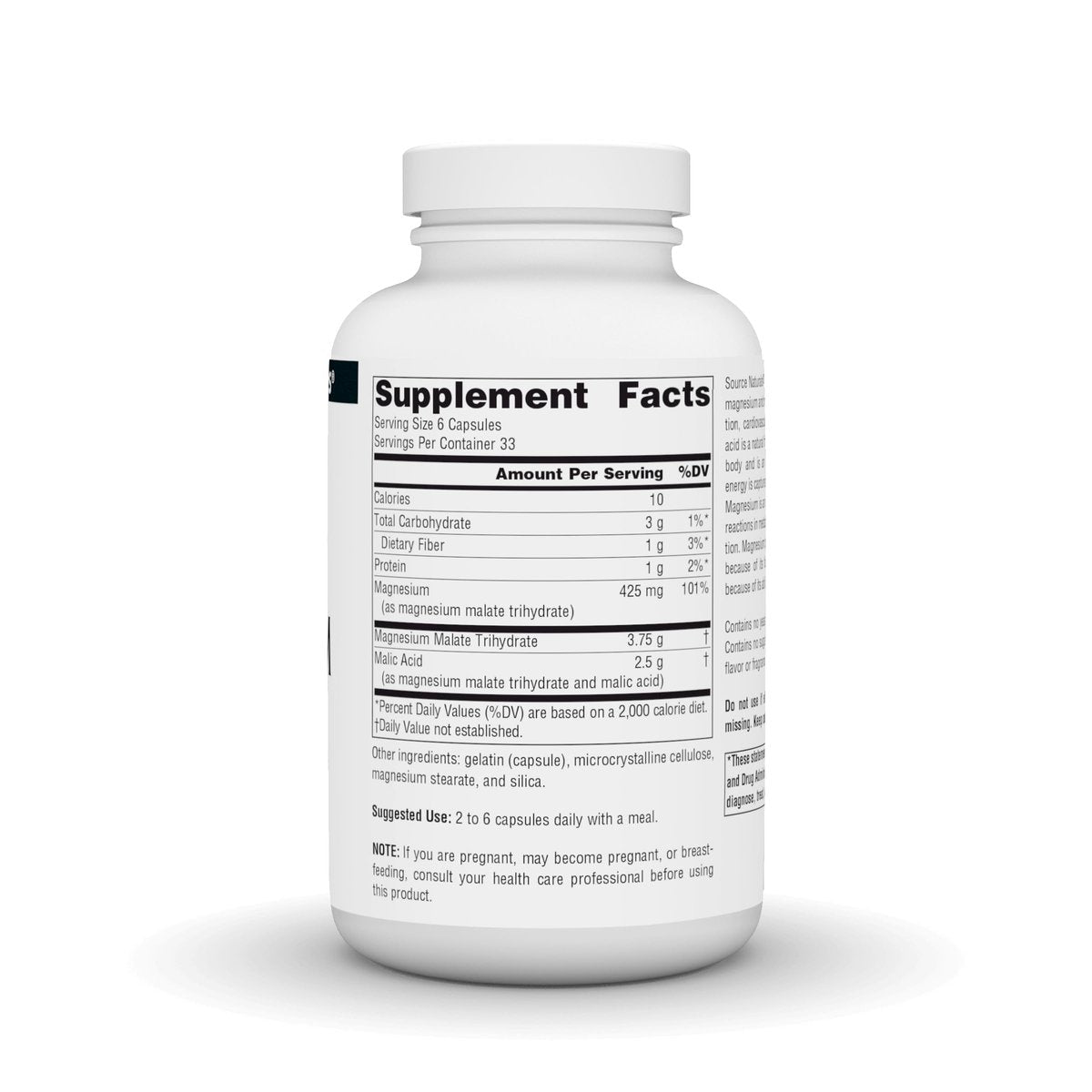 Source Naturals Magnesium Malat – 3750 mg pro Portion, 200 Kapseln – Unterstützt Muskeln und Energieproduktion*