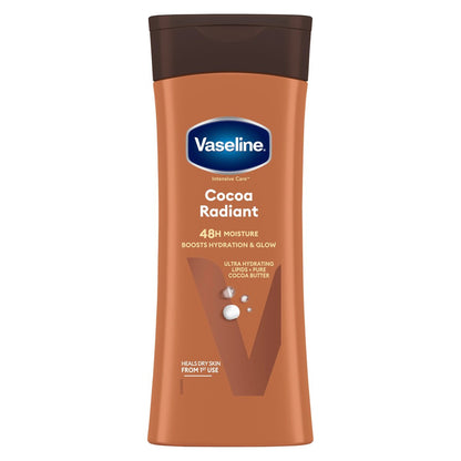 Vaseline Cocoa Radiant 2er-Pack – Intensive Feuchtigkeitspflege Hand- und Körperlotion mit ultra-hydratisierenden Lipiden, reiner Kakaobutter, 2 x 295 ml