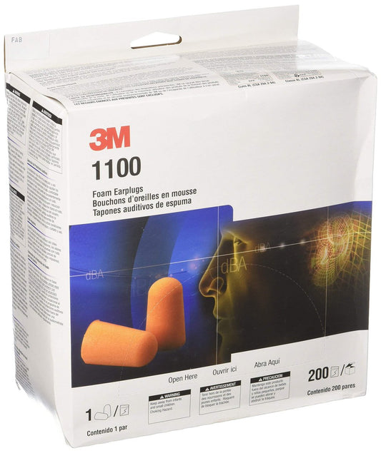 3M 1100 Gehörschutzstöpsel aus Schaumstoff, 200 Paar, Orange