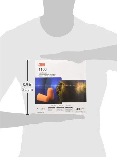 3M 1100 Gehörschutzstöpsel aus Schaumstoff, 200 Paar, Orange