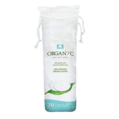 Organyc 100 % Bio-Baumwollpads - Biologisch abbaubar, chemiefrei, für empfindliche Haut (70 Stück) - Tägliche Kosmetik