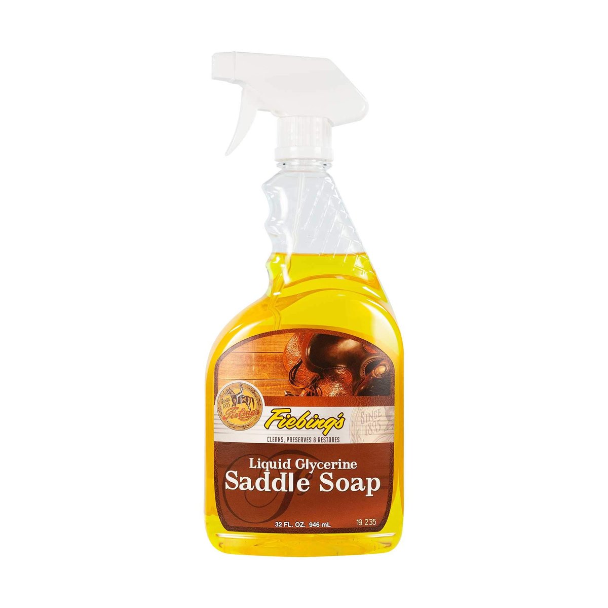 Fiebing's Flüssigglycerin-Sattelseife für Leder (946 ml) – Glatte Lederreiniger & Pflegemittel zum Weichmachen, Schützen & Wiederherstellen von Leder – für Autositz, Couch, Schuh, Handtasche, Stiefel, Tasche & Sättel