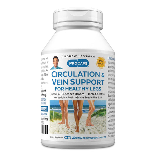 ANDREW LESSMAN Circulation & Venenunterstützung für gesunde Beine, 30 Kapseln – Hochbioaktives Diosmin, Mäusedorn, Reduziert sichtbar Schwellungen und Beschwerden in Füßen, Knöcheln, Waden und Beinen