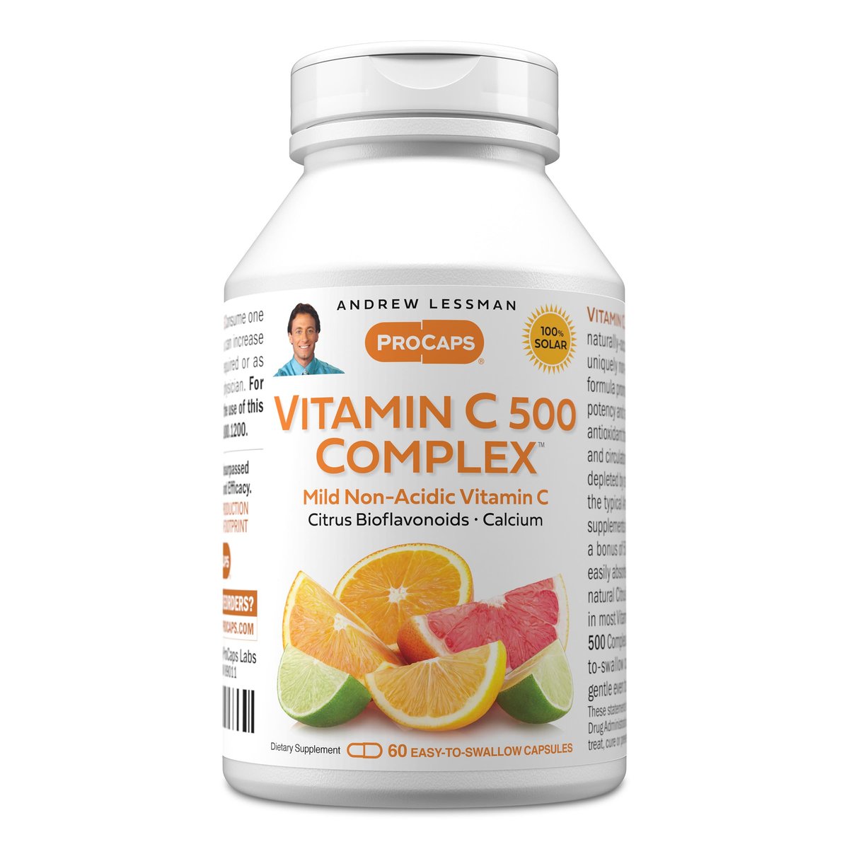 ANDREW LESSMAN Vitamin C 500 Complex 60 Kapseln – Nicht-saures Vitamin C mit Citrus-Bioflavonoiden für Immunsystem und antioxidative Unterstützung, kein Magenverstimmung, kleine leicht zu schluckende Kapseln