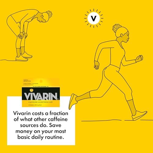 Vivarin Koffeintabletten, 200 mg Koffein pro Dosis, hilft sicher und effektiv wach zu bleiben, ohne Zucker, Kalorien oder versteckte Inhaltsstoffe, Energieergänzung, 16 Tabletten