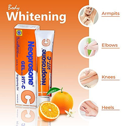Neoprosone Vitamin C Gel – 30 ml Aufhellende Gel-Creme für Hals, Gesicht, Körper, Achseln, Hände – für Frauen und Männer mit Alpha-Arbutin