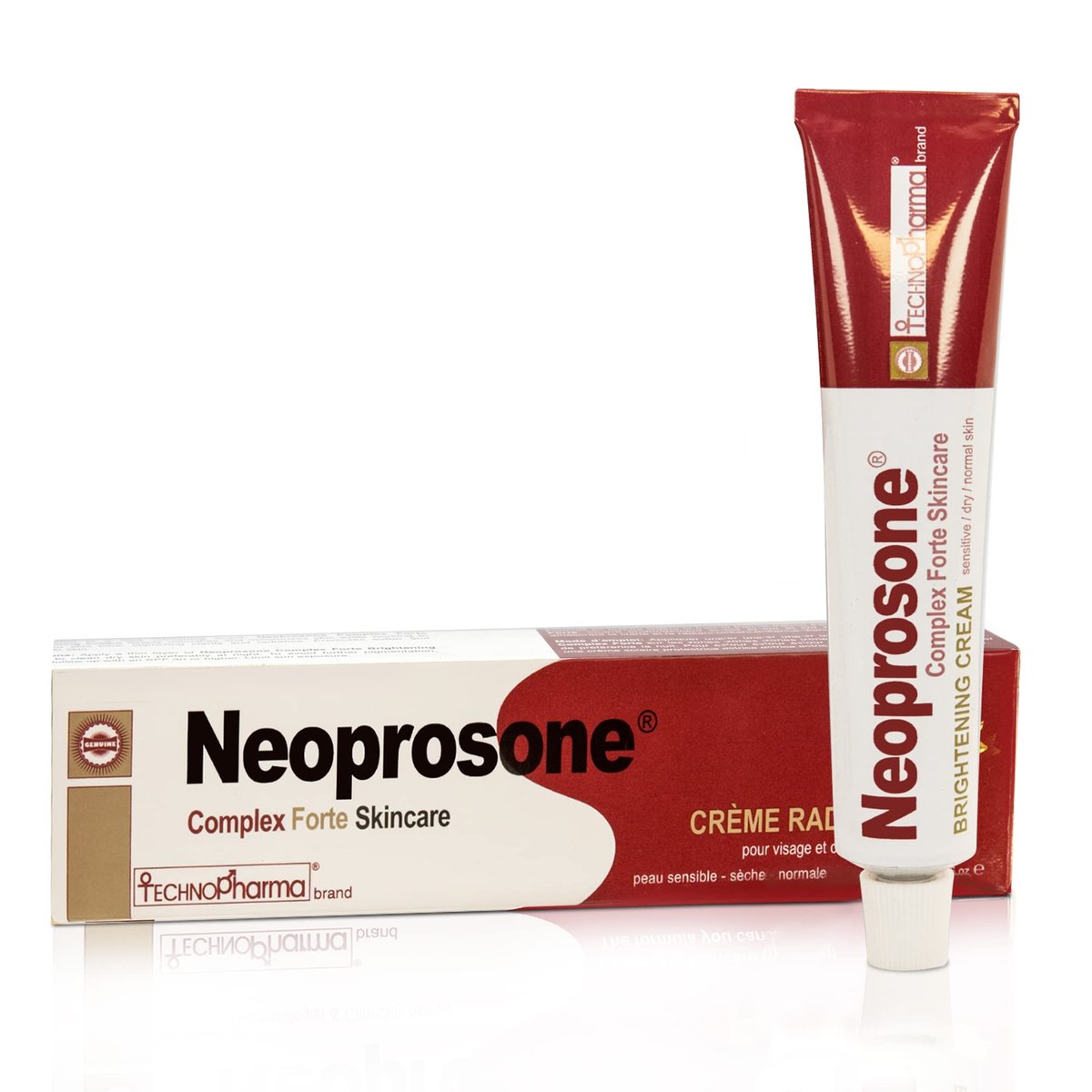 Neoprosone Hautaufhellende Creme | 1,7 Fl oz / 50 ml | Reduziert dunkle Flecken auf Gesicht, Ellbogen, Knien, Körper | Mit Alpha-Arbutin, Milchsäure, Rizinusöl