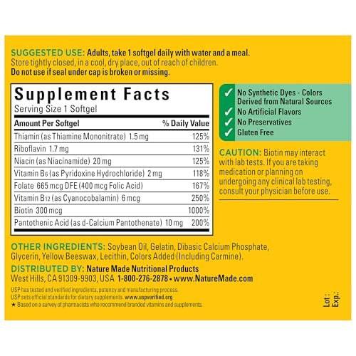 Nature Made Super B Complex – 60 Softgels, 60-Tage-Vorrat für Energiestoffwechsel-Unterstützung
