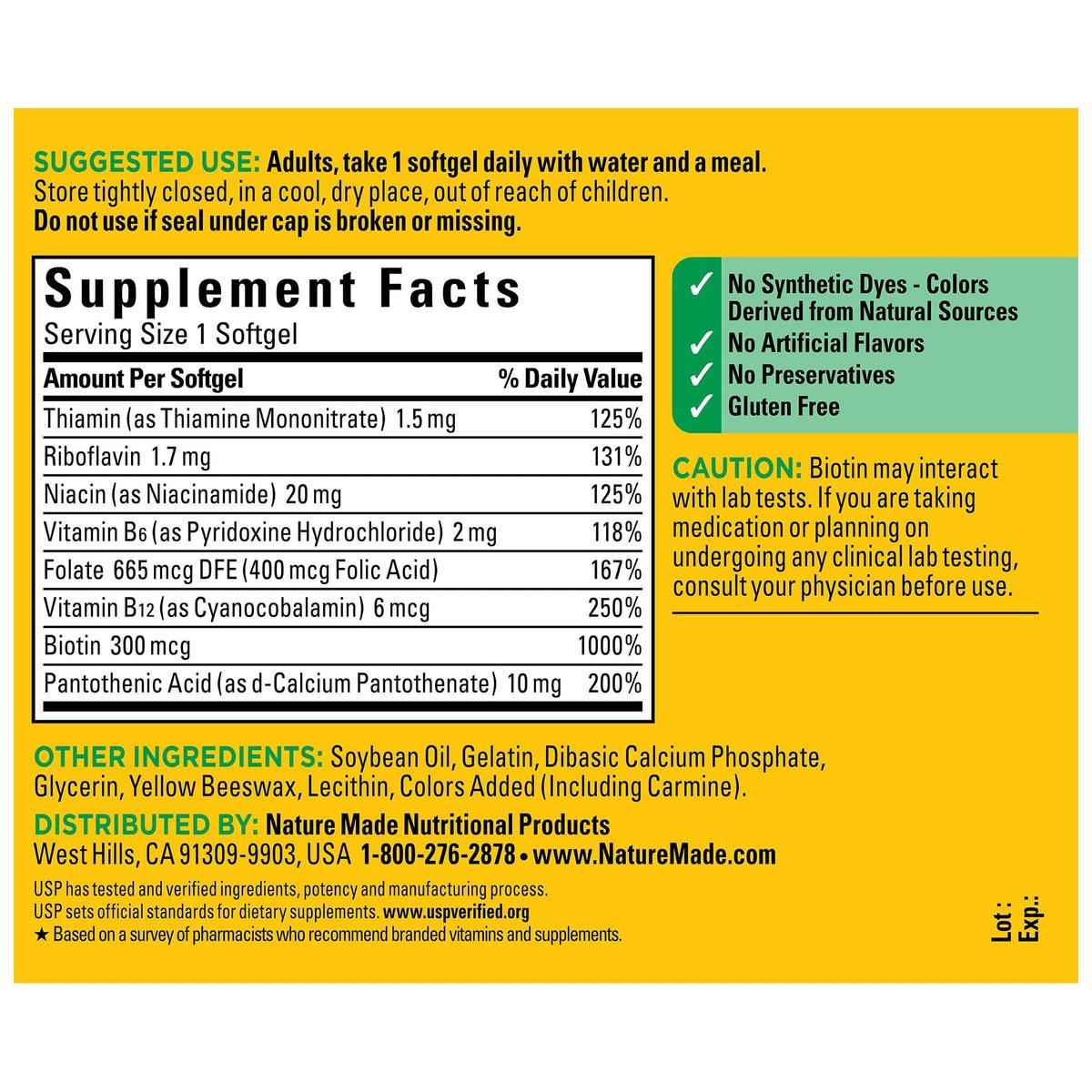 Nature Made Super B Complex – 60 Softgels, 60-Tage-Vorrat für Energiestoffwechsel-Unterstützung