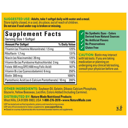 Nature Made Super B Complex – 60 Softgels, 60-Tage-Vorrat für Energiestoffwechsel-Unterstützung