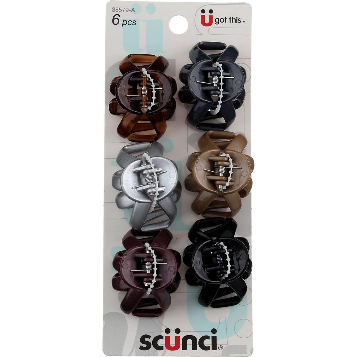 Scuni Beauty Octopus Haarspangen Größe 4cm, 6 Stück – Mischung aus Farben