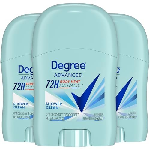 Degree Advanced Antitranspirant Deodorant für Frauen, Shower Clean 3er-Pack – Reisedeodorant mit 72h Schutz, 0,5 Oz pro Stück
