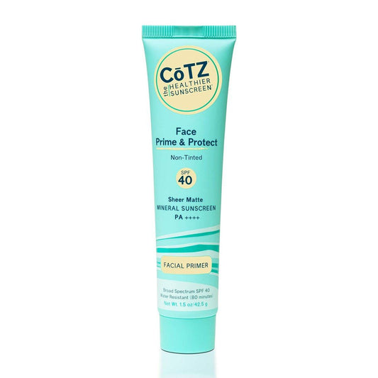 COTZ Face Prime & Protect Nicht-getönte mineralische Sonnencreme und Gesichts-Grundierung Breitspektrum SPF 40; PA++++ 1,5 oz / 42,5 g