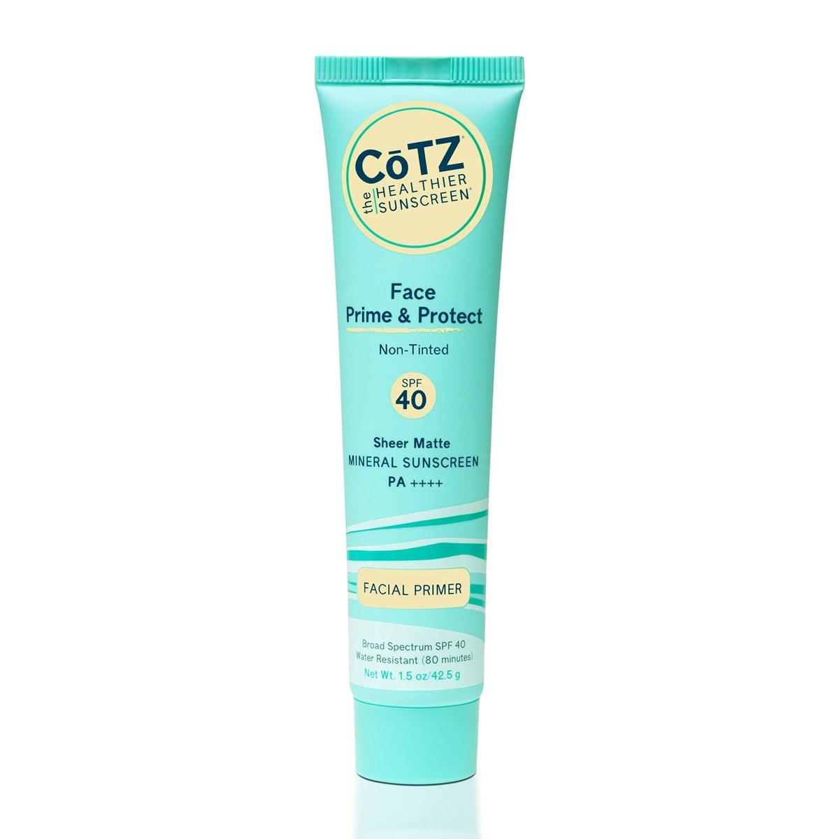 COTZ Face Prime & Protect Nicht-getönte mineralische Sonnencreme und Gesichts-Grundierung Breitspektrum SPF 40; PA++++ 1,5 oz / 42,5 g