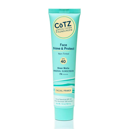 COTZ Face Prime & Protect Nicht-getönte mineralische Sonnencreme und Gesichts-Grundierung Breitspektrum SPF 40; PA++++ 1,5 oz / 42,5 g