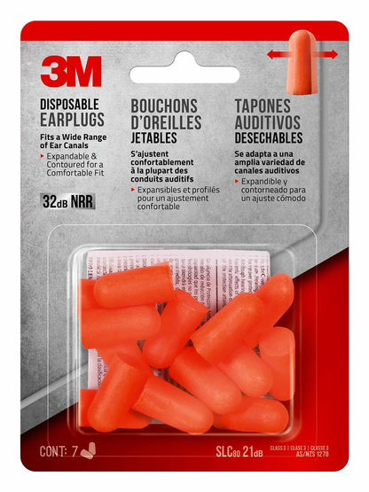 3M Einweg-Ohrstöpsel, 7 Paar (14 Stöpsel), Noise Reduction Rating (NRR) 32 dB, Einfach Einsetzen & Entfernen, Expandierbar & Konturiert für Bequemen Sitz, Orange (92077H7-DC)