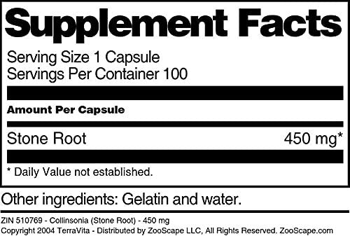 Collinsonia (Steinwurzel) - 450 mg, 100 Kapseln - Terravita
