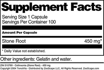 Collinsonia (Steinwurzel) - 450 mg, 100 Kapseln - Terravita