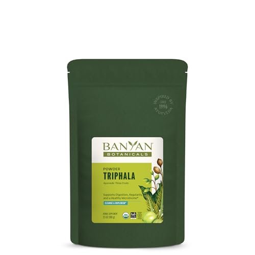 Banyan Botanicals Bio Triphala Pulver – Tägliche Verdauungsunterstützung & sanfte Darmreinigung – Reine Amla, Haritaki & Bibhitaki für Darmmikrobiom-Gesundheit & Regelmäßigkeit – 3,5 oz – USDA Bio