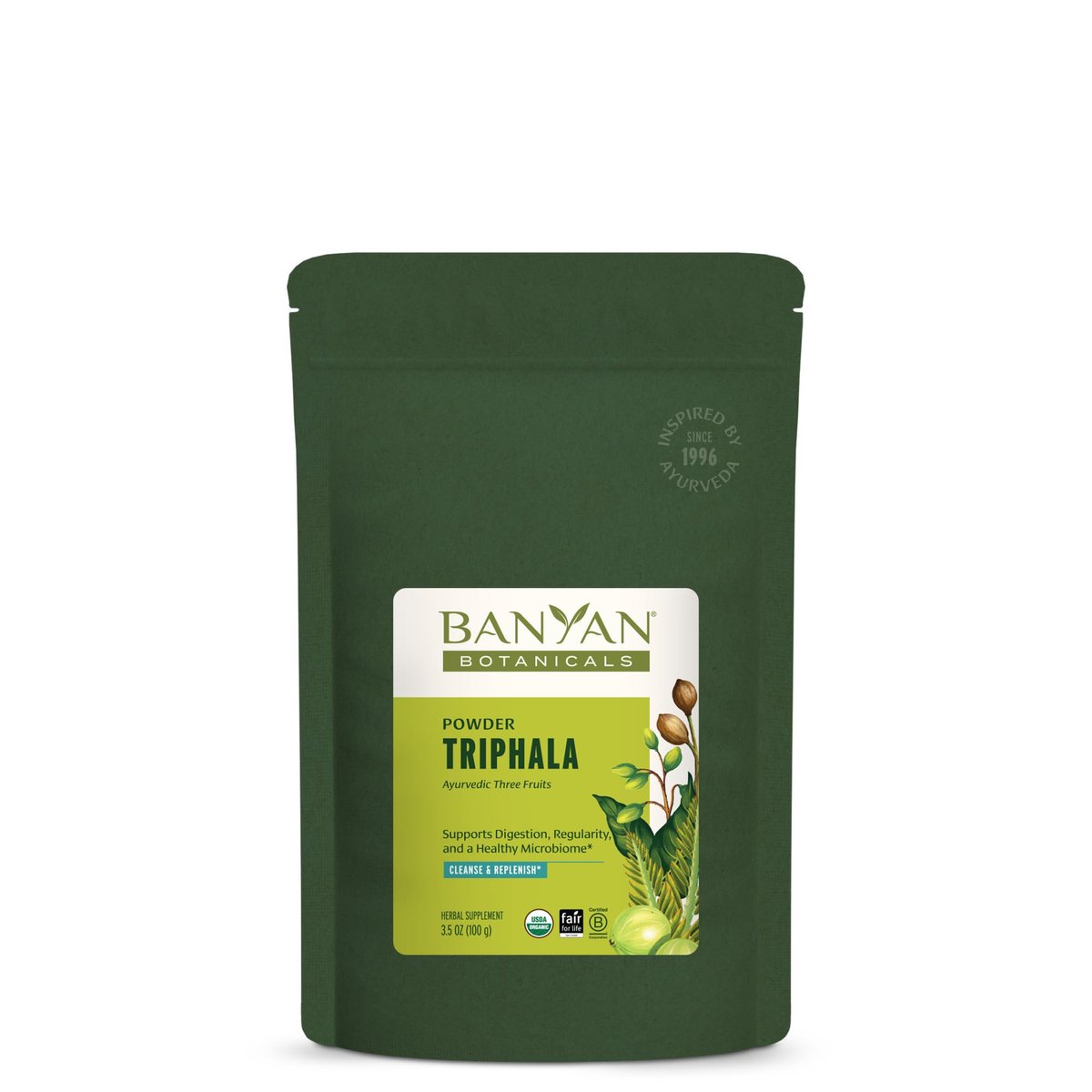 Banyan Botanicals Bio Triphala Pulver – Tägliche Verdauungsunterstützung & sanfte Darmreinigung – Reine Amla, Haritaki & Bibhitaki für Darmmikrobiom-Gesundheit & Regelmäßigkeit – 3,5 oz – USDA Bio