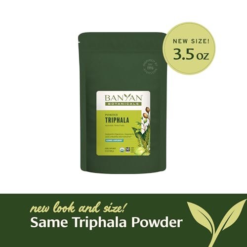 Banyan Botanicals Bio Triphala Pulver – Tägliche Verdauungsunterstützung & sanfte Darmreinigung – Reine Amla, Haritaki & Bibhitaki für Darmmikrobiom-Gesundheit & Regelmäßigkeit – 3,5 oz – USDA Bio