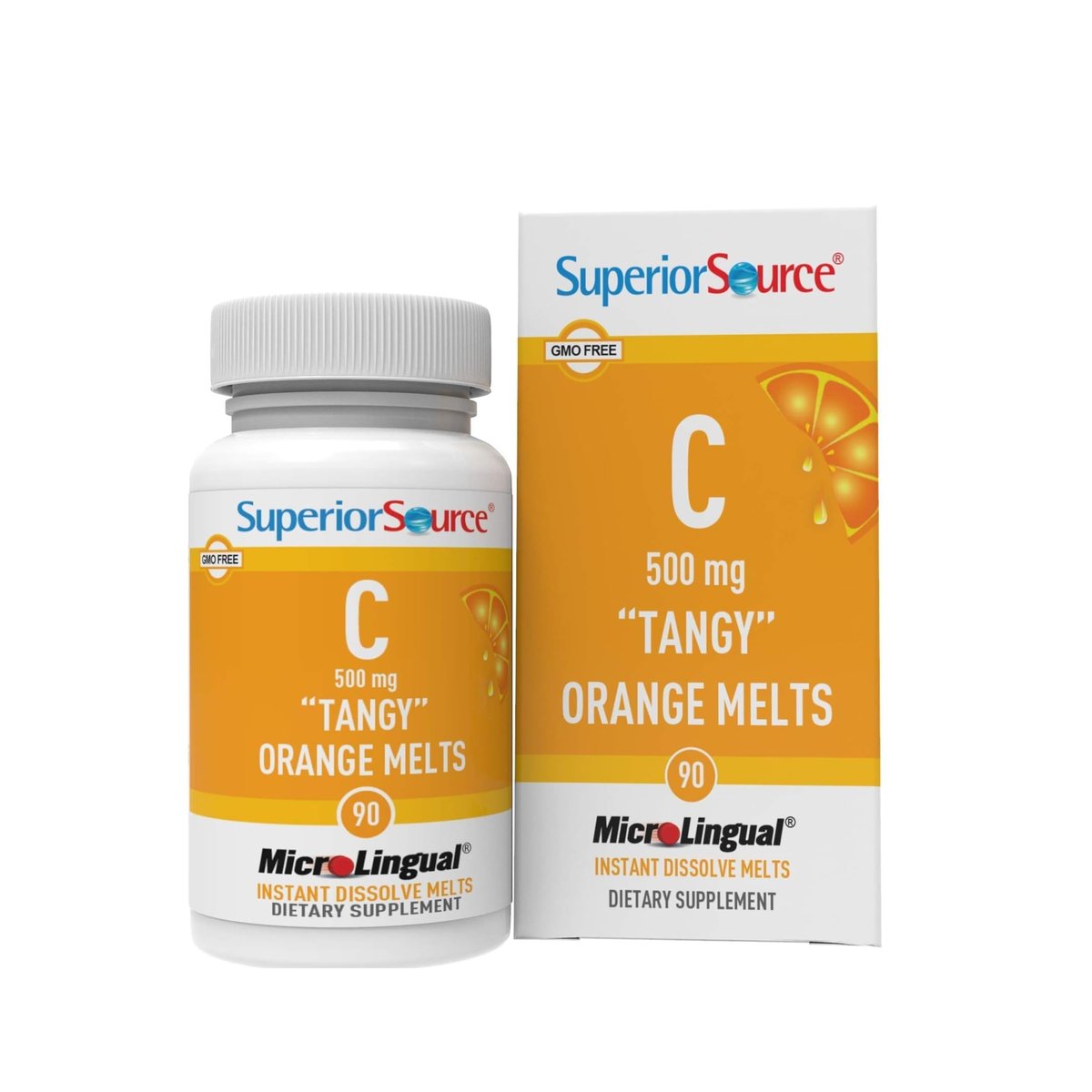 Superior Source Vitamin C 500 mg – Tangy Orange Melts – Tägliches Vitaminpräparat zur Unterstützung des Immunsystems – Vitamin-C-Formel fördert die Zellgesundheit – 90 sublinguale Schmelztabletten