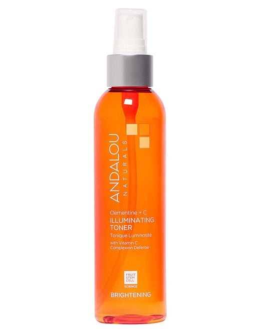 Andalou Naturals Illuminierender Gesichtstoner Clementine + Vitamin C – Feuchtigkeitsspendender Gesichtsnebel-Toner zum Ausgleichen und Erfrischen der Haut – mit Fruchtstammzellenkomplex und Aloe Vera – 177 ml