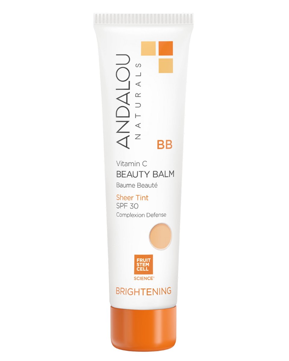 Andalou Naturals Vitamin C BB Beauty Balm Sheer Tint SPF 30 – 2-in-1 BB Cream & mineralischer Sonnenschutz für das Gesicht – mit nicht-nano Zinkoxid – 59 ml