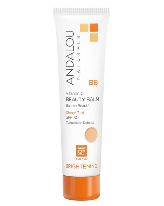Andalou Naturals Vitamin C BB Beauty Balm Sheer Tint SPF 30 – 2-in-1 BB Cream & mineralischer Sonnenschutz für das Gesicht – mit nicht-nano Zinkoxid – 59 ml