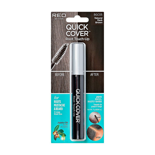 RED by KISS Quick Cover Root Touch Up Rescue (Natürliches Dunkelbraun) – wasserresistente temporäre Grauhaarabdeckung für Haar, Schnurrbart & Bart mit Jojobaöl