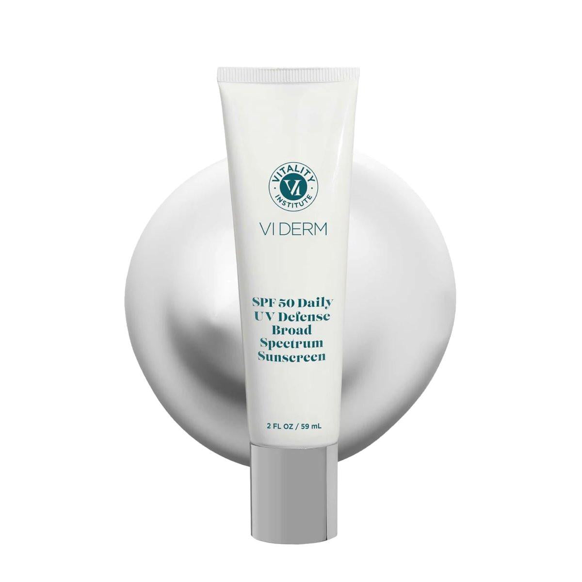 VI Derm SPF 50 Täglicher UV-Schutz Sonnencreme - Breitspektrum Sonnenschutz für Gesicht & Körper - Leicht, Ölfrei, Schnell Einziehend - Saubere, Nicht-Fettende Formel - Duftfrei, 59 ml