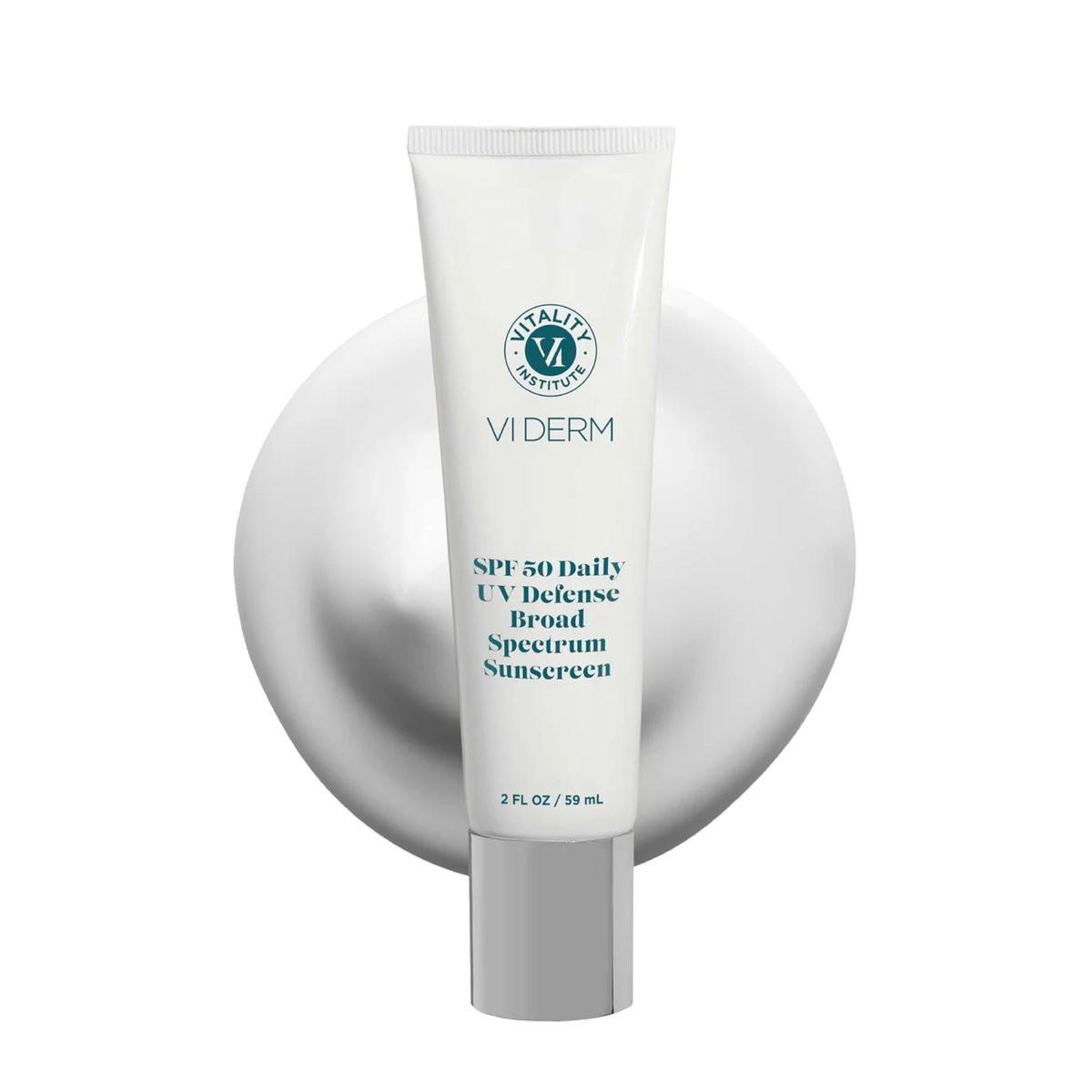VI Derm SPF 50 Täglicher UV-Schutz Sonnencreme - Breitspektrum Sonnenschutz für Gesicht & Körper - Leicht, Ölfrei, Schnell Einziehend - Saubere, Nicht-Fettende Formel - Duftfrei, 59 ml