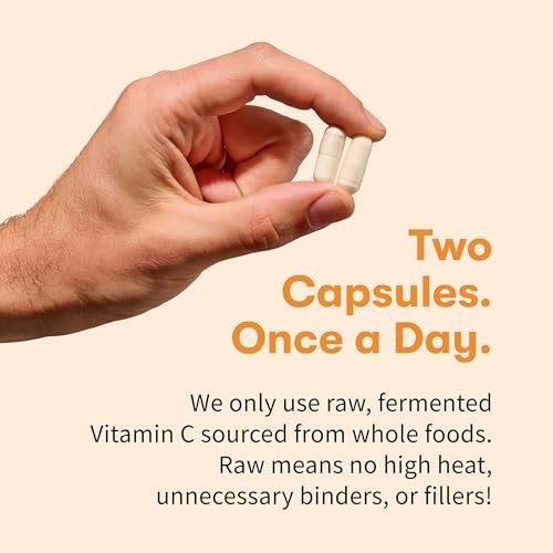 Garden of Life Vitamin Code Raw Vitamin C – 120 Kapseln, 500 mg Vollwert-Vitamin C mit Obst- und Gemüsemischung & Probiotika, vegan & glutenfrei