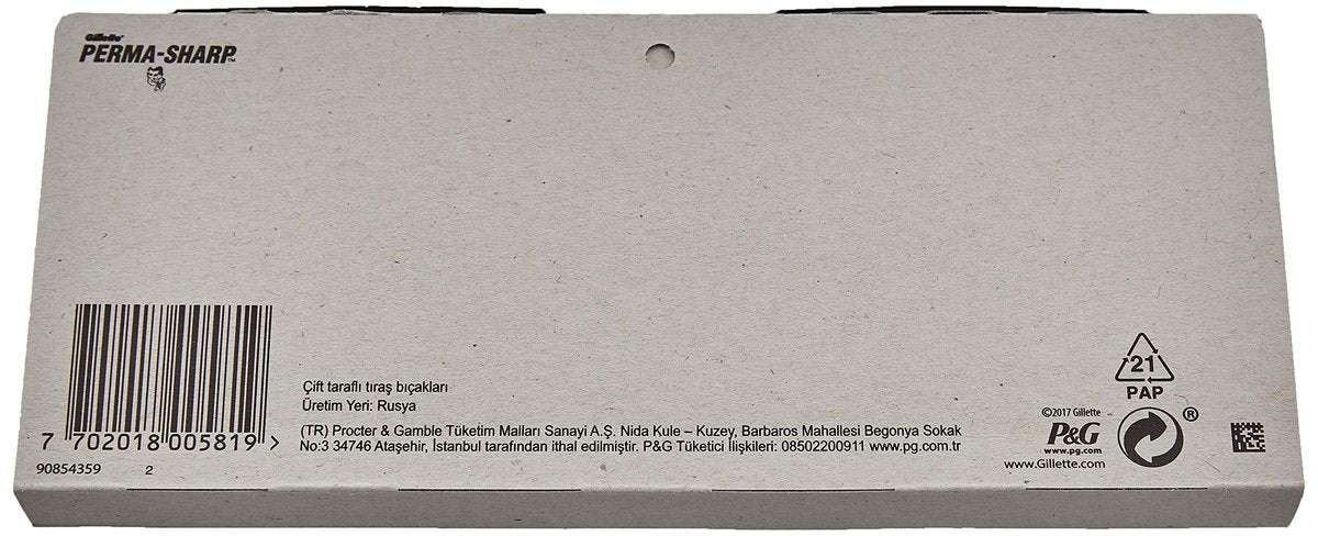 Perma-Sharp Doppelklingen-Rasierklingen für Sicherheitsrasierer, 100 Stück, 20 Stück (5er-Pack)