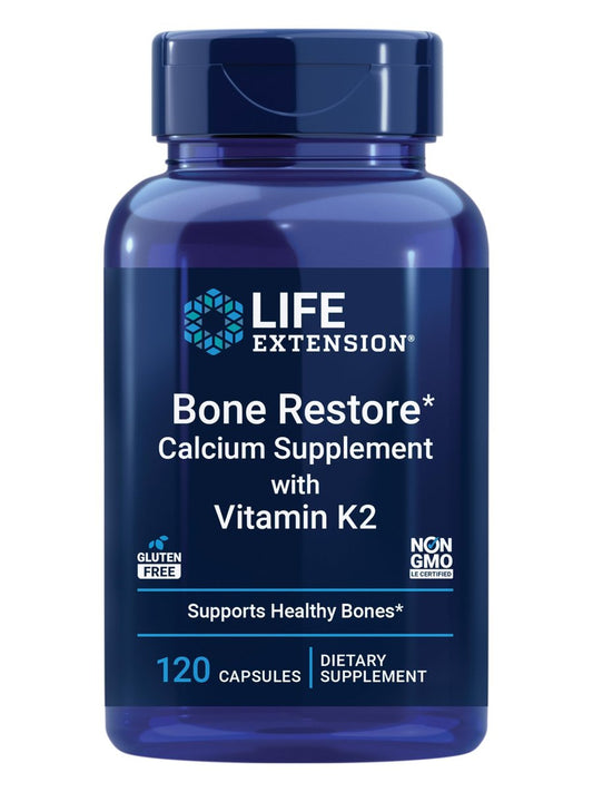 Life Extension Bone Restore mit Vitamin K2 – Knochengesundheits-Supplement für starke Knochen – 3 Arten von absorbierbarem Calcium, Vitamin D3 und K2, Mineralien – Glutenfrei, Nicht-GVO – 120 Kapseln